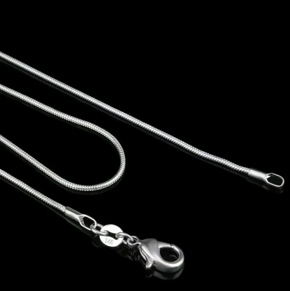 1MM NEW 925 STERLING SKINNY SILVER ROUND SNAKE CHAIN NECKLACE 18" - Picture 5 of 13